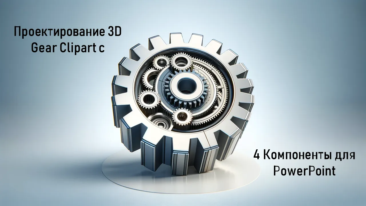 3D-конструкции передач с 4 компонентами для Powerpoint