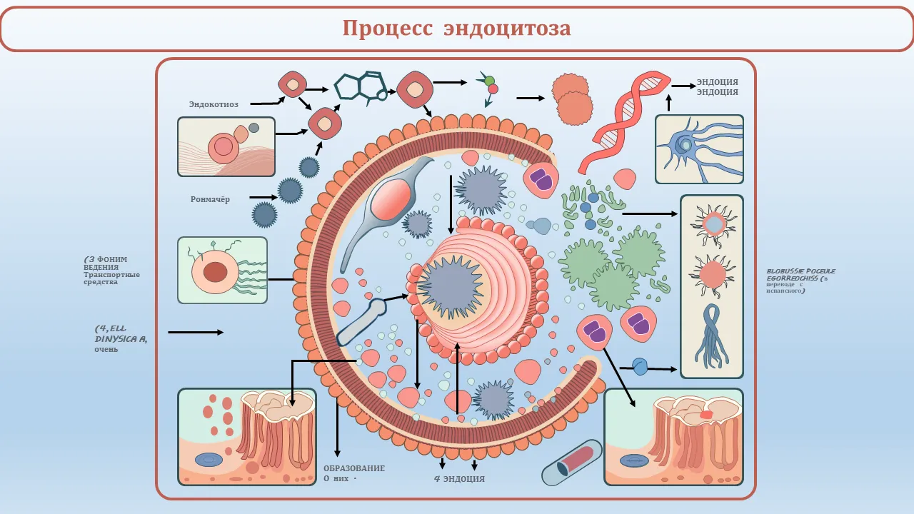 Шаблон диаграммы процесса эндоцитоза Powerpoint
